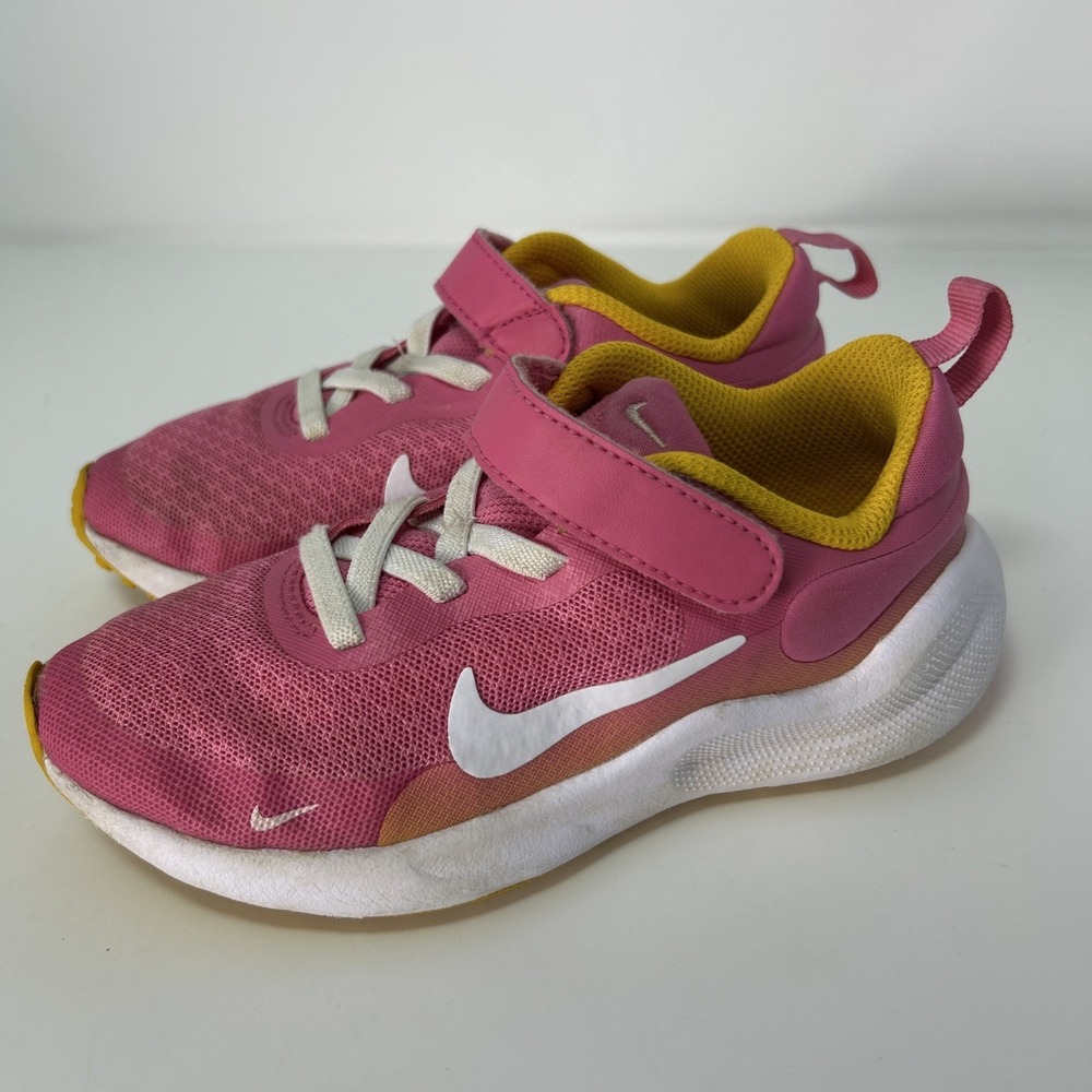 Nike Revolution 7 (PS) 'Pinksicle' Slip-on Running Shoes‎ Sz 10.5C Pink Gold/Wht